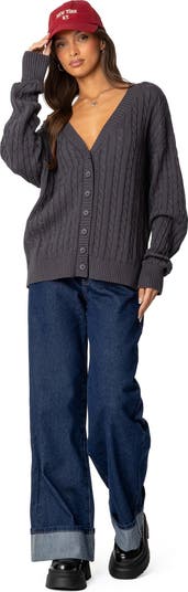 Francine Oversize Cable Cotton Cardigan