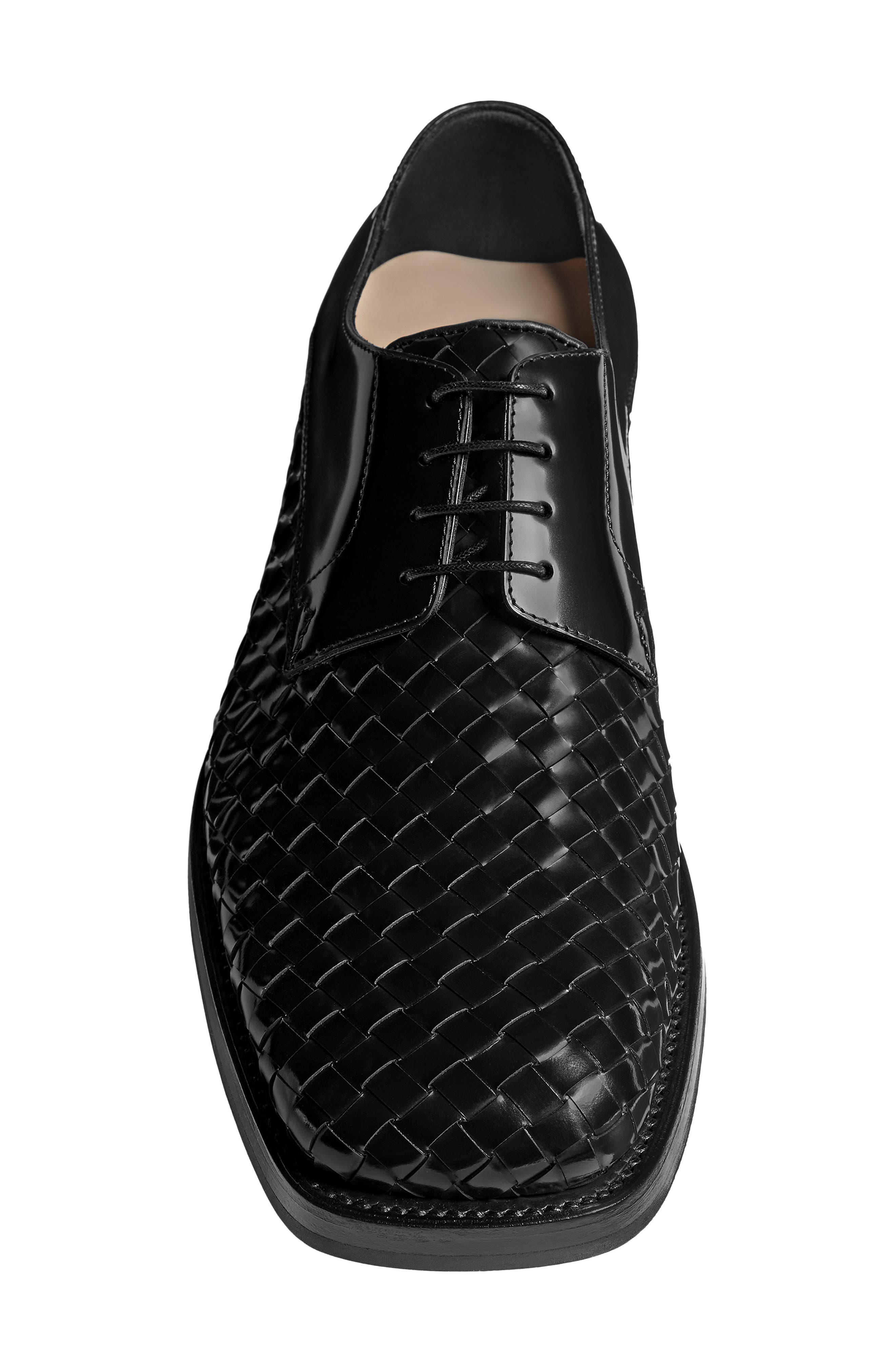 Bottega Veneta Smashed Intrecciato Leather Derby, Alternate, color, Black