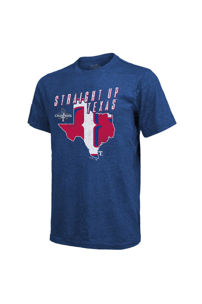 Men's Majestic Threads Royal Texas Rangers 2023 World Series Champions Local State of Mind Tri-Blend T-Shirt, Alternate, color, Royal