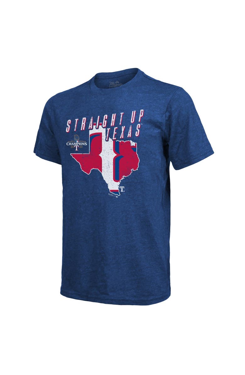Majestic Threads Men's Majestic Threads Royal Texas Rangers 2023 World Series Champions Local State of Mind Tri-Blend T-Shirt, Alternate, color, 