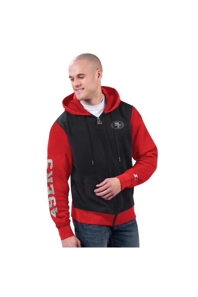 Men's Starter Black/Scarlet San Francisco 49ers Thursday Night Gridiron Full-Zip Hoodie, Main, color, Black