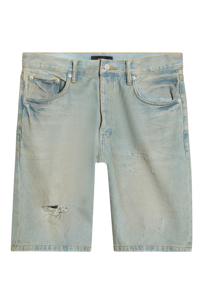 P059 Ripped Relaxed Fit Denim Shorts, Alternate, color, LIGHT INDIGO