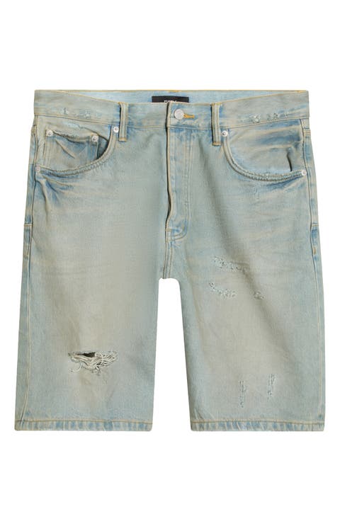 P059 Ripped Relaxed Fit Denim Shorts