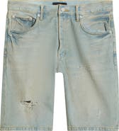 PURPLE BRAND P059 Ripped Relaxed Fit Denim Shorts