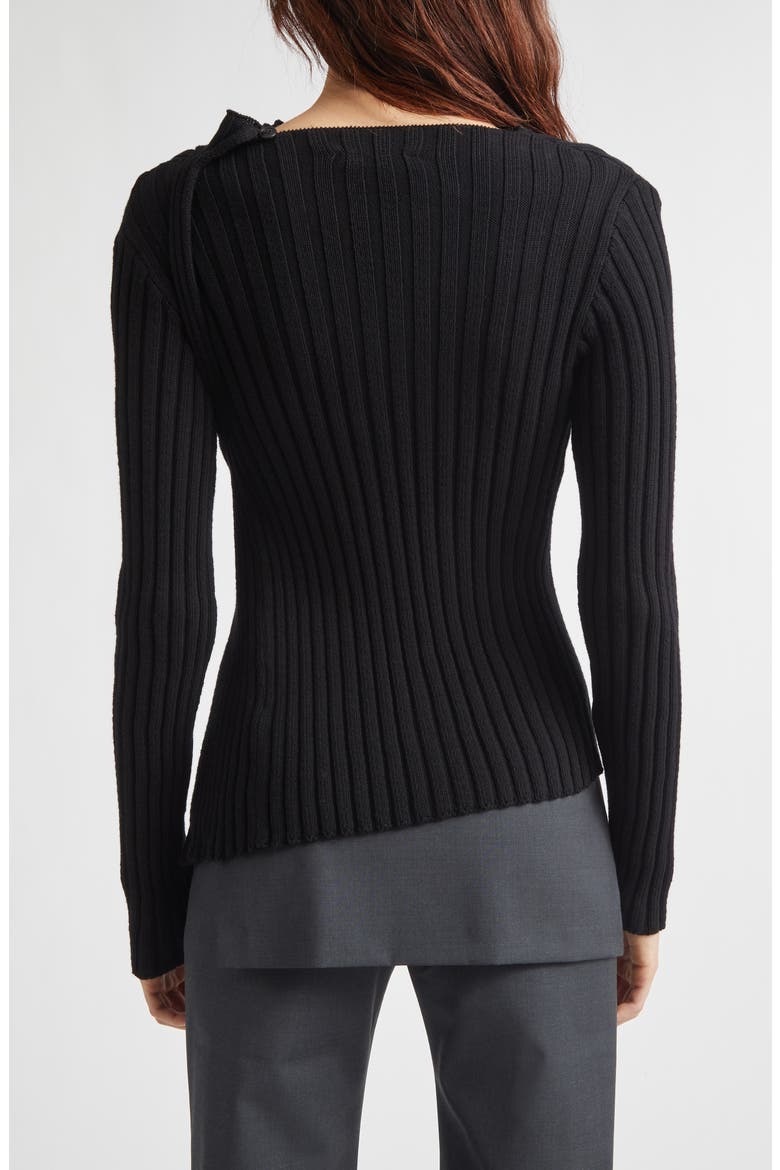 Esmolar Asymmetric Organic Cotton Rib Sweater, Alternate, color, 999 - BLACK