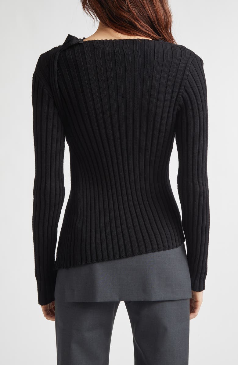 Paloma Wool Esmolar Asymmetric Organic Cotton Rib Sweater, Alternate, color, 999 - Black
