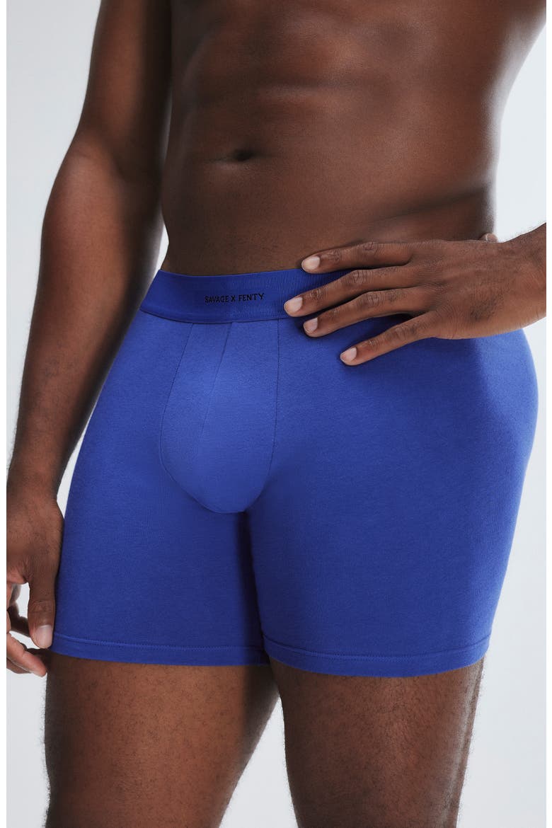 Savage X Cotton Blend Boxer Briefs, Alternate, color, BLUE CYBER CAFE