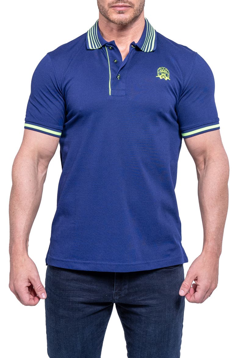 Tipped Embroidered Logo Polo, Main, color, BLUE