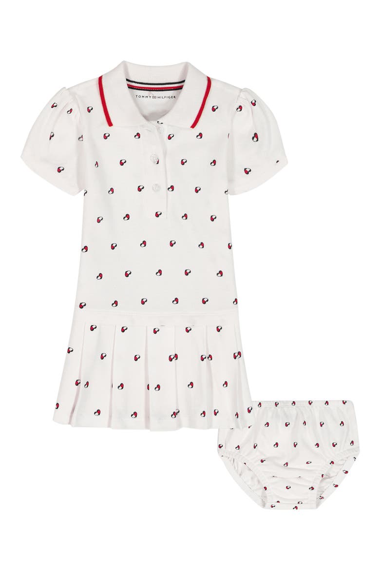 Heart Polo Dress & Bloomers, Main, color, WHITE