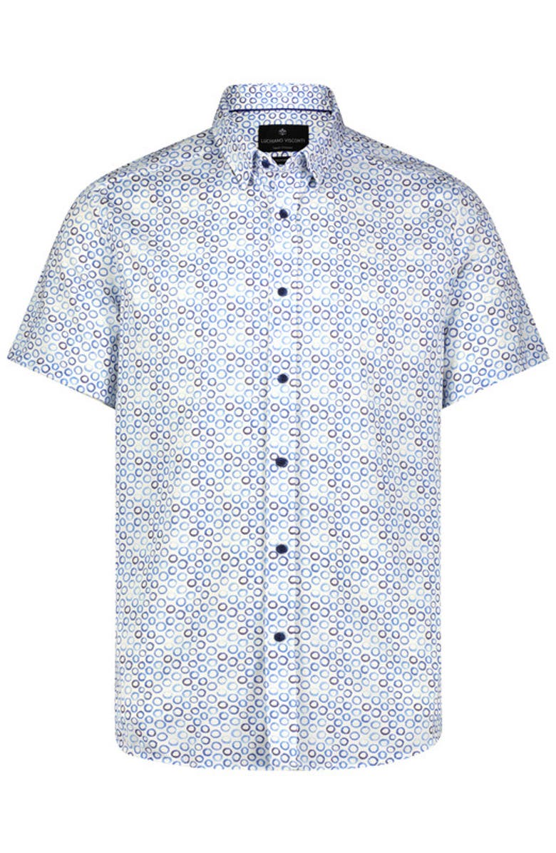Luchiano Visconti Dots Print Short Sleeve Shirt, Main, color,