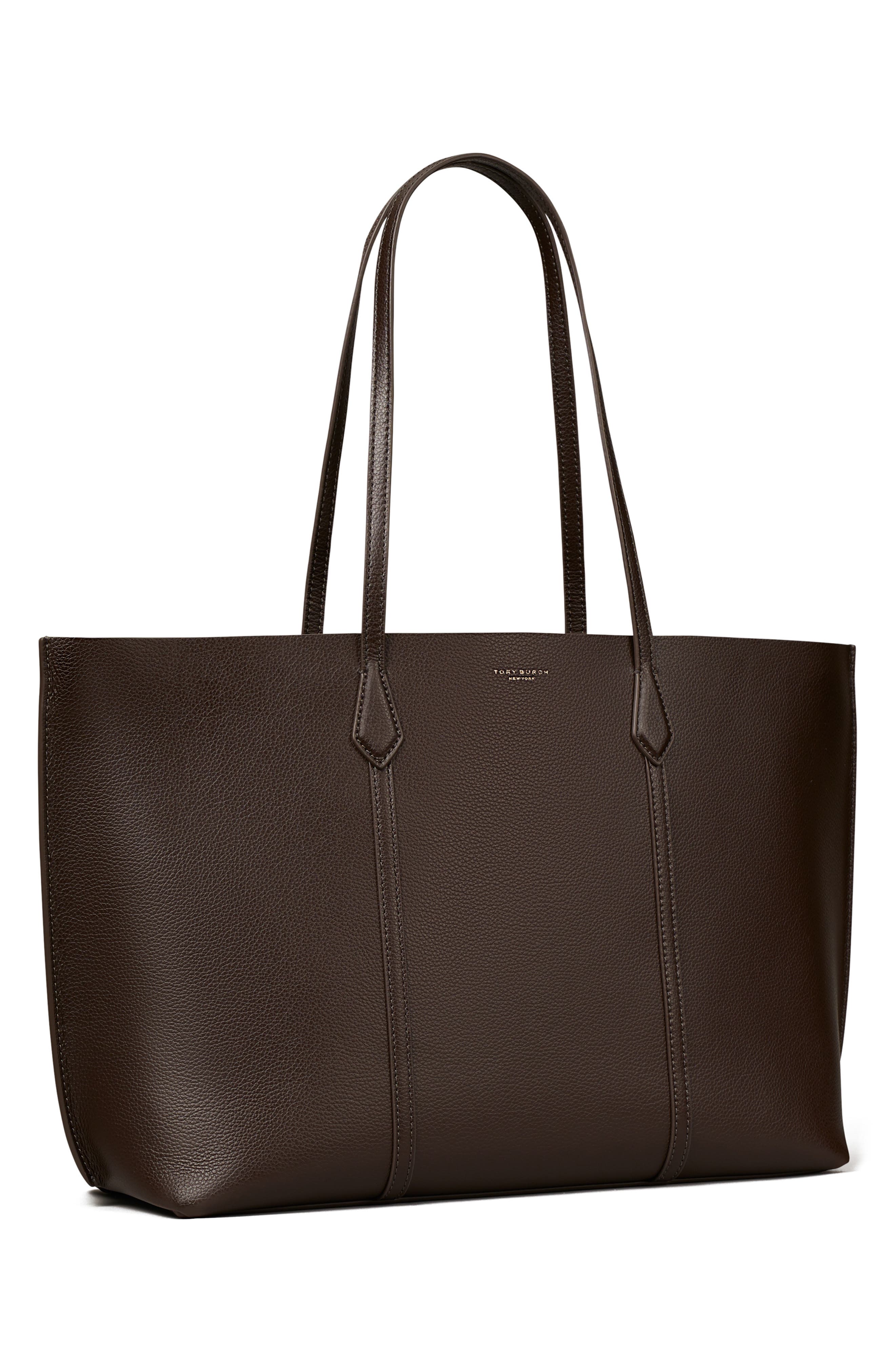 Perry Triple Compartment Leather Tote, Alternate, color, DARK COCOA