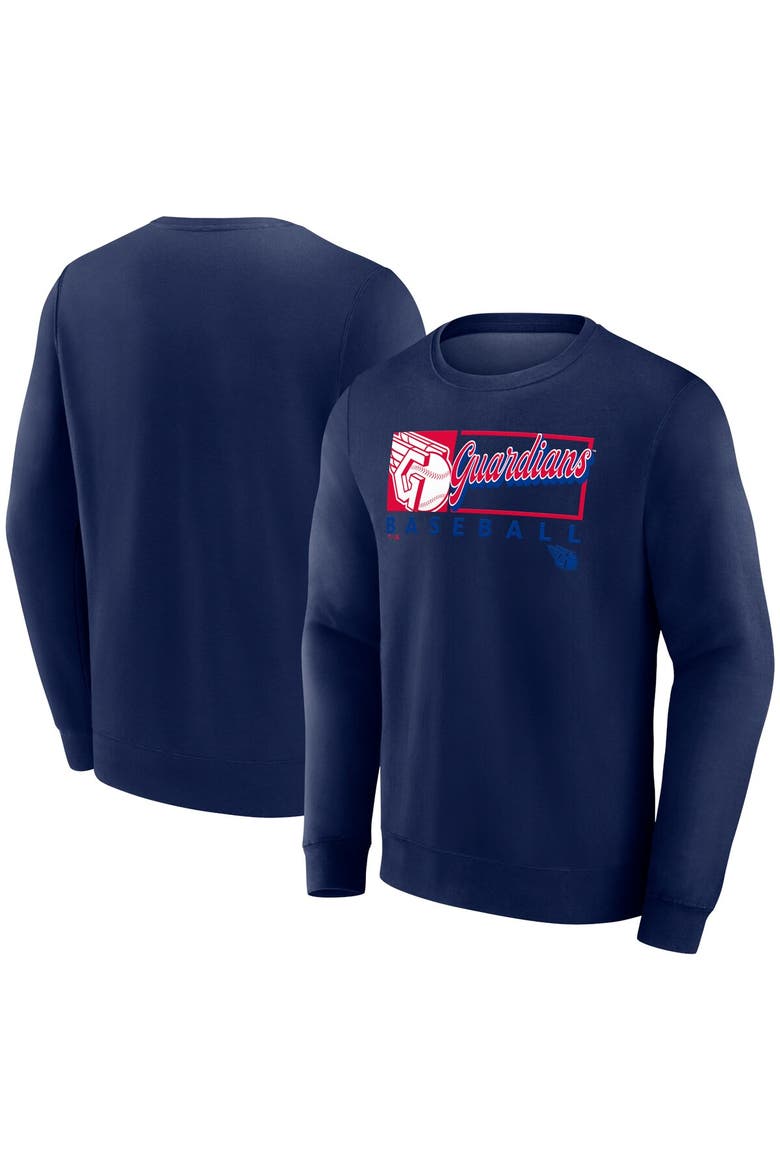 Men's Fanatics Navy Cleveland Guardians Focus Fleece Pullover Sweatshirt, Alternate, color, Navy
