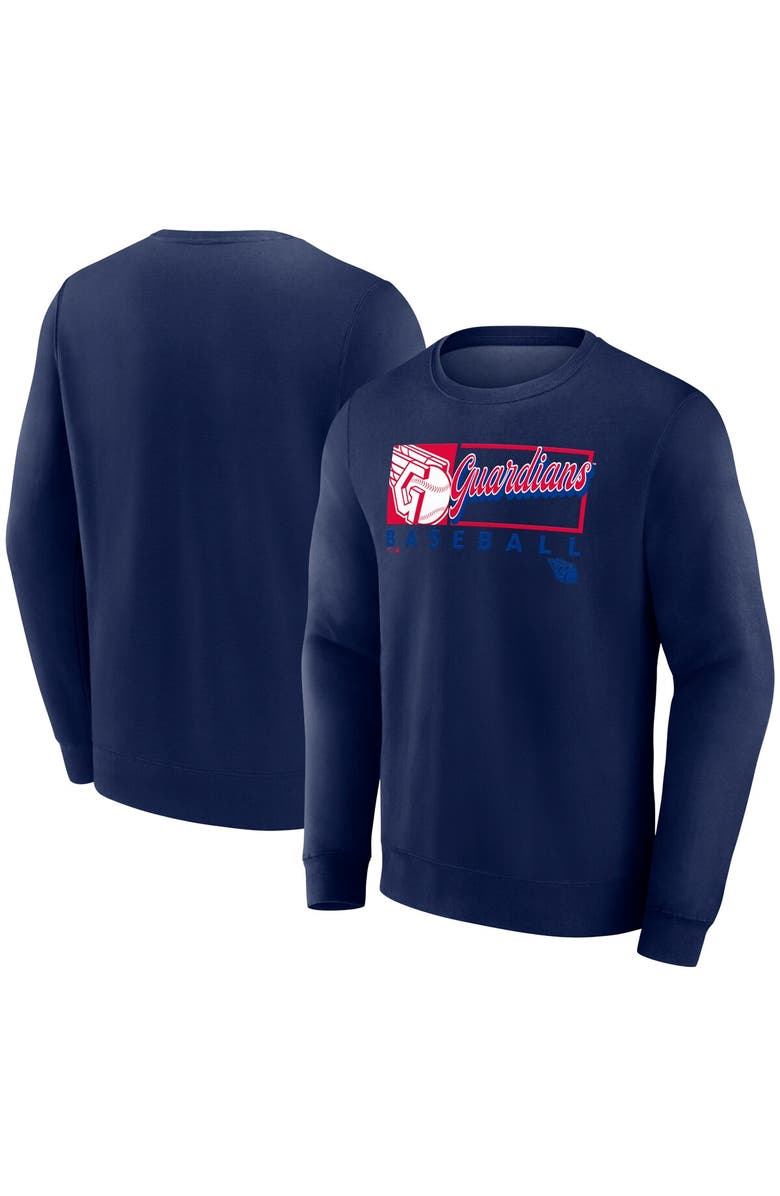 FANATICS Men's Fanatics Navy Cleveland Guardians Focus Fleece Pullover Sweatshirt, Alternate, color, 