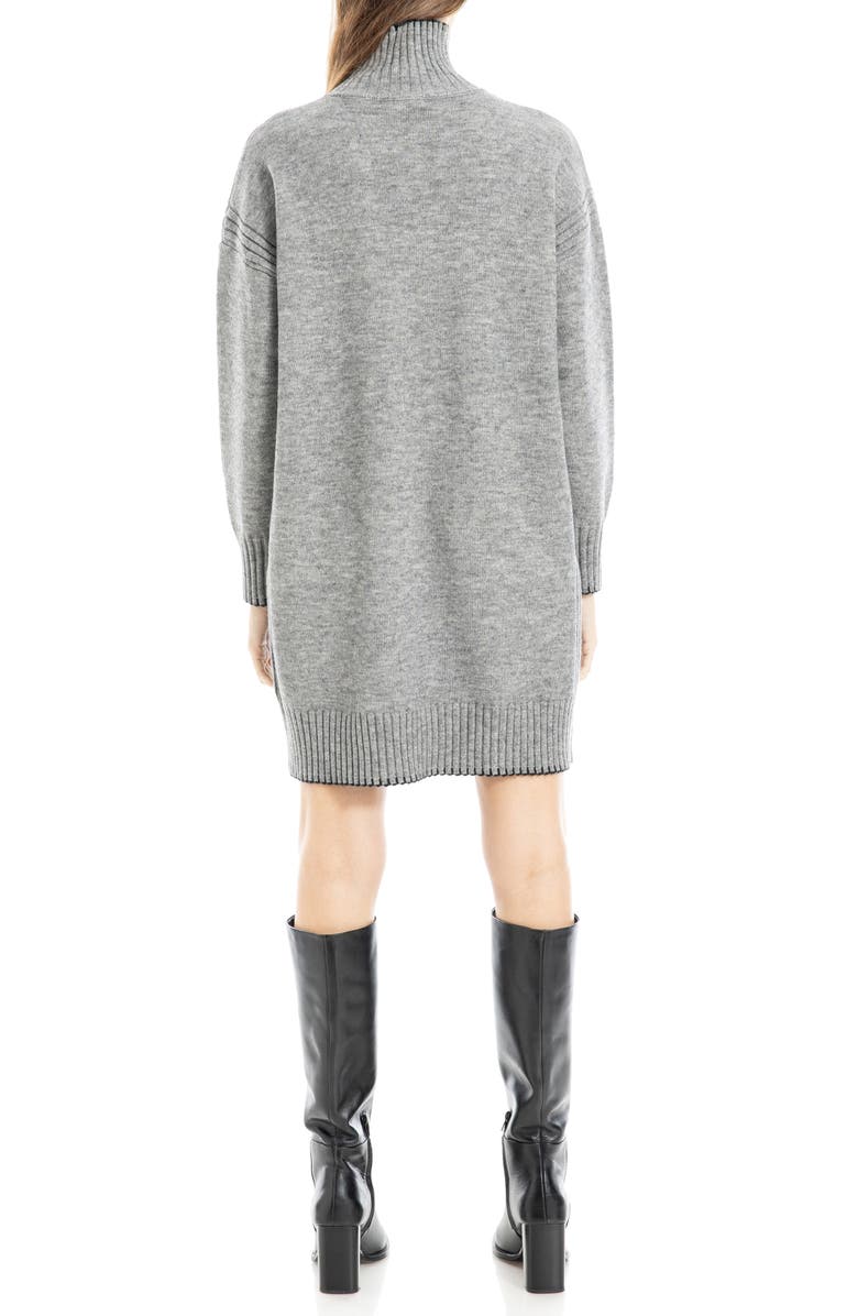 MAX STUDIO Long Sleeve Turtleneck Dress, Alternate, color, Charcoal/ Black