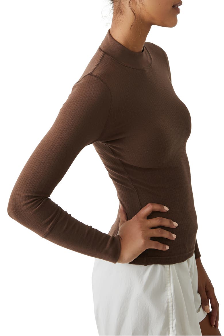 The Rickie Mock Neck Long Sleeve Top, Alternate, color, CHOCOLATE LAVA