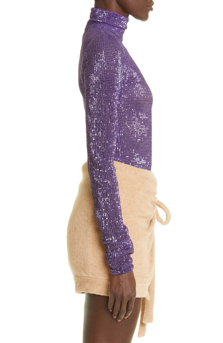 LaQuan Smith Paillette Turtleneck Top, Alternate, color,