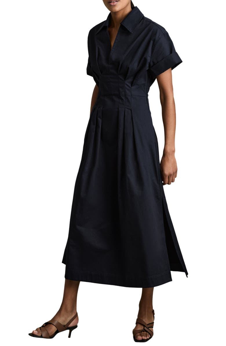 Reiss Aubrey Short Sleeve Cotton Midi Dress, Alternate, color, 