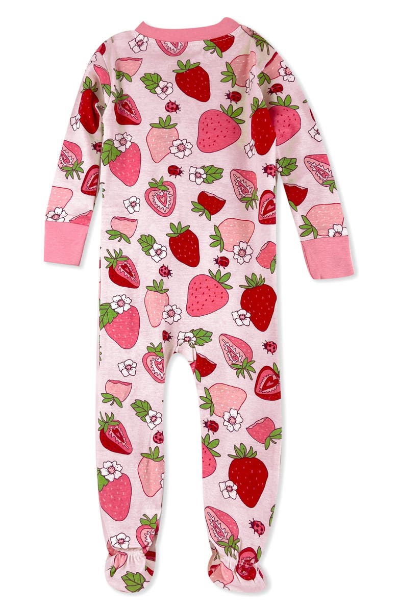 BUTTERBLU Cruz One-Piece Organic Cotton Footie Pajamas, Alternate, color, Berry Best