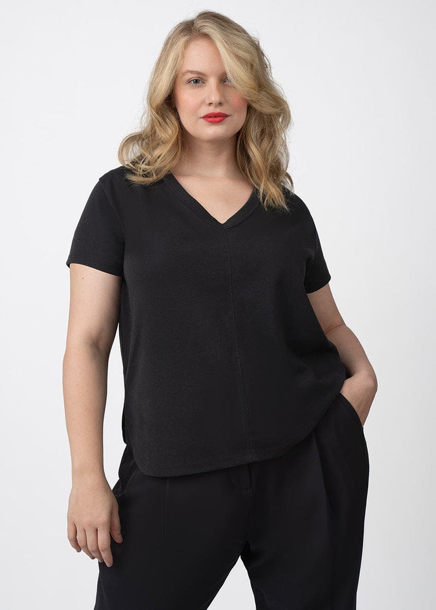 SEE ROSE GO CoolROSE Luxe Reversible Plus Size Tee Shirt in Jet Black 