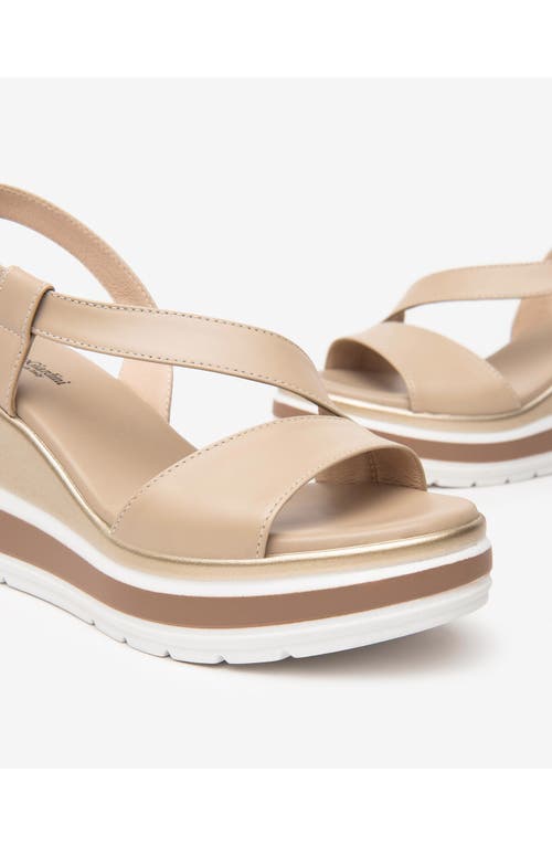 Nerogiardini Leather Wedge Slingback Sandals In Neutral