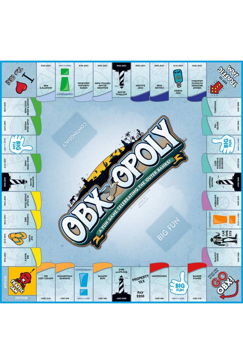 OBX Opoly Board Game, Alternate, color, Multicolored