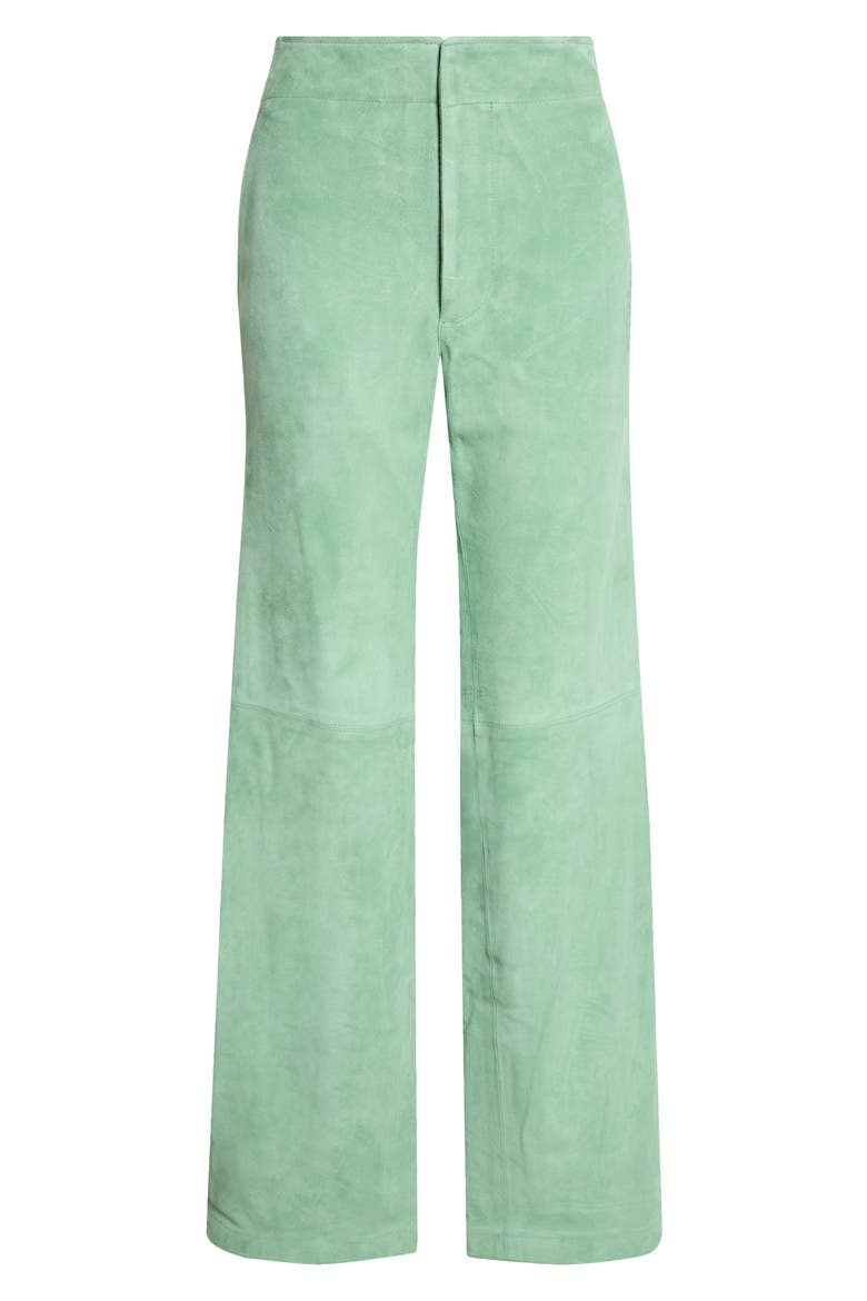 Freja Wide Leg Suede Leather Jeans, Main, color, AVENTURINE