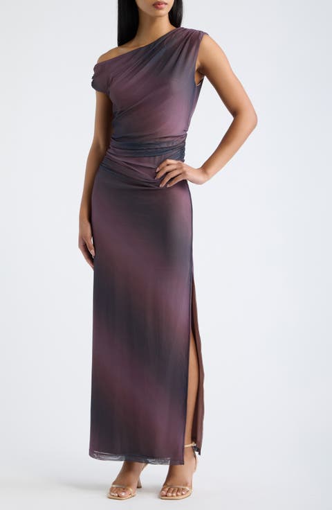 Finley Ruched Mesh Maxi Dress