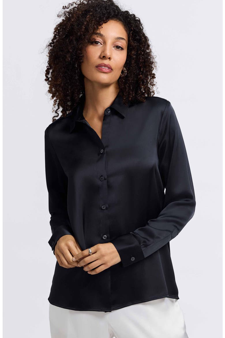 Bianca Satin Shirt, Alternate, color, BLACK