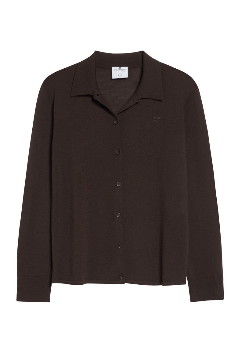 Merino Wool Polo Cardigan, Alternate, color, CHOCOLATE