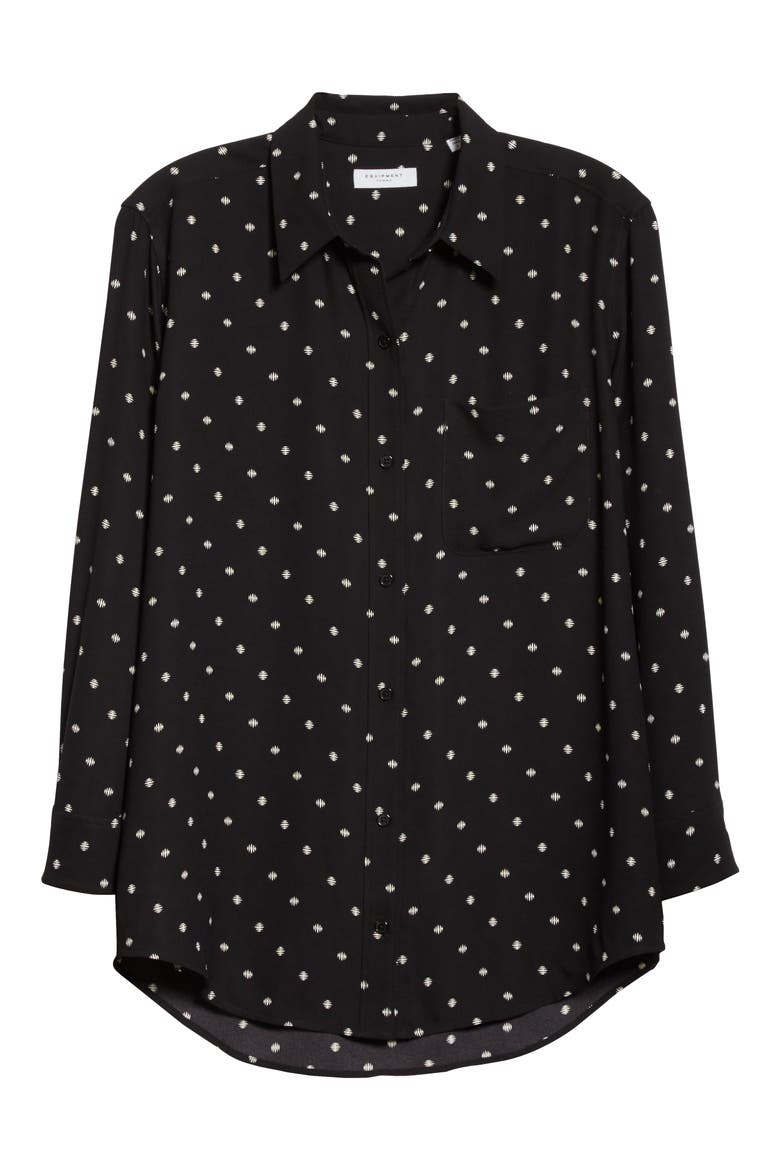 Daddy Dot Print Long Sleeve Button-Up Shirt, Alternate, color, TRUE BLACK / NATURAL WHITE