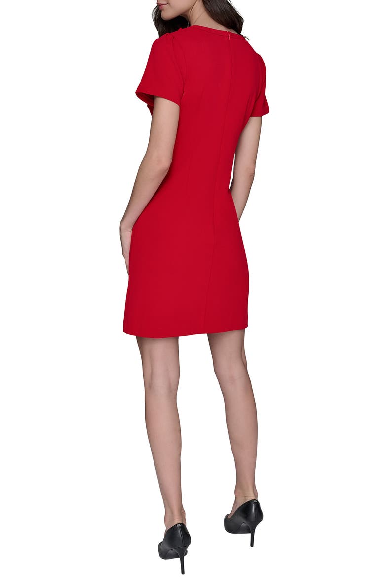 Bow Accent Scuba Crepe Sheath Dress, Alternate, color, ADMIRAL RED