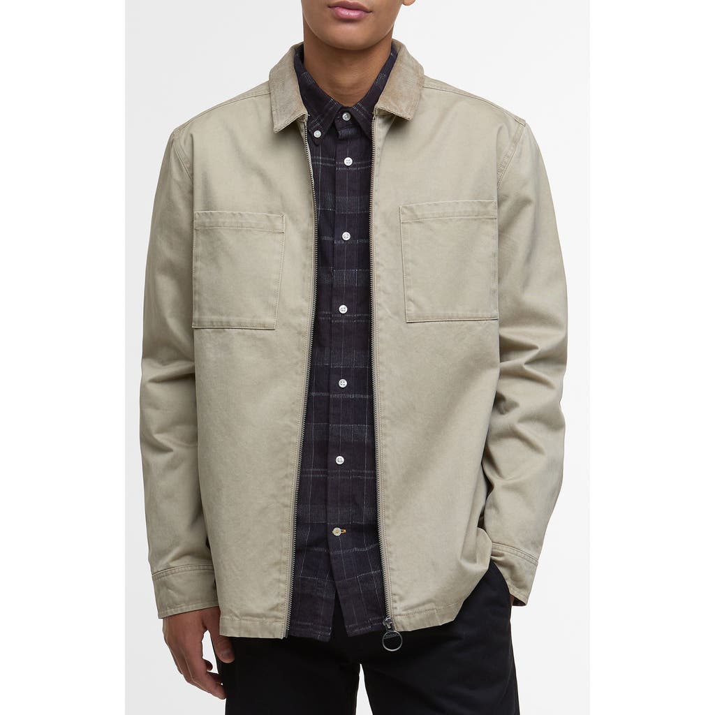 Barbour Lenker Twill Zip Overshirt In Neutral