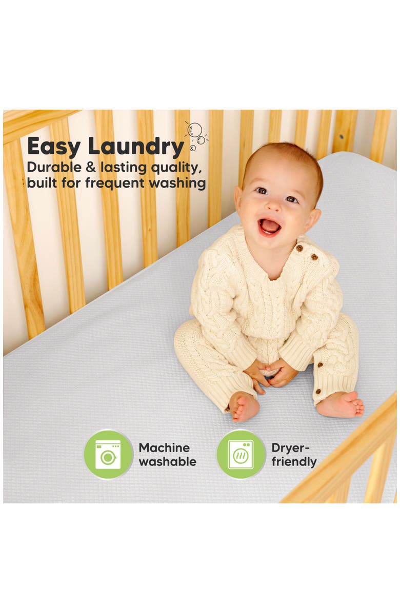 KeaBabies 2-Pack Quin Protect+ Waterproof Crib Mattress Protector, Alternate, color, Pearl Gray