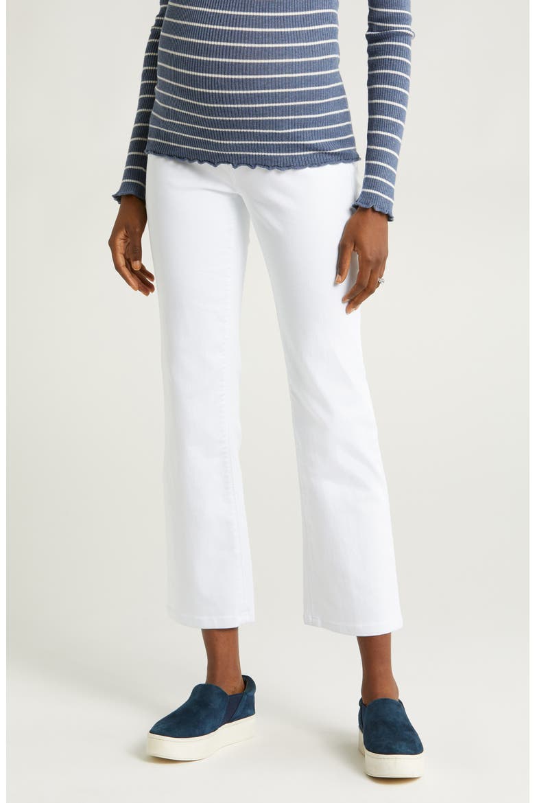 Better Butter Over the Bump Ankle Straight Leg Maternity Jeans, Main, color, WHITE