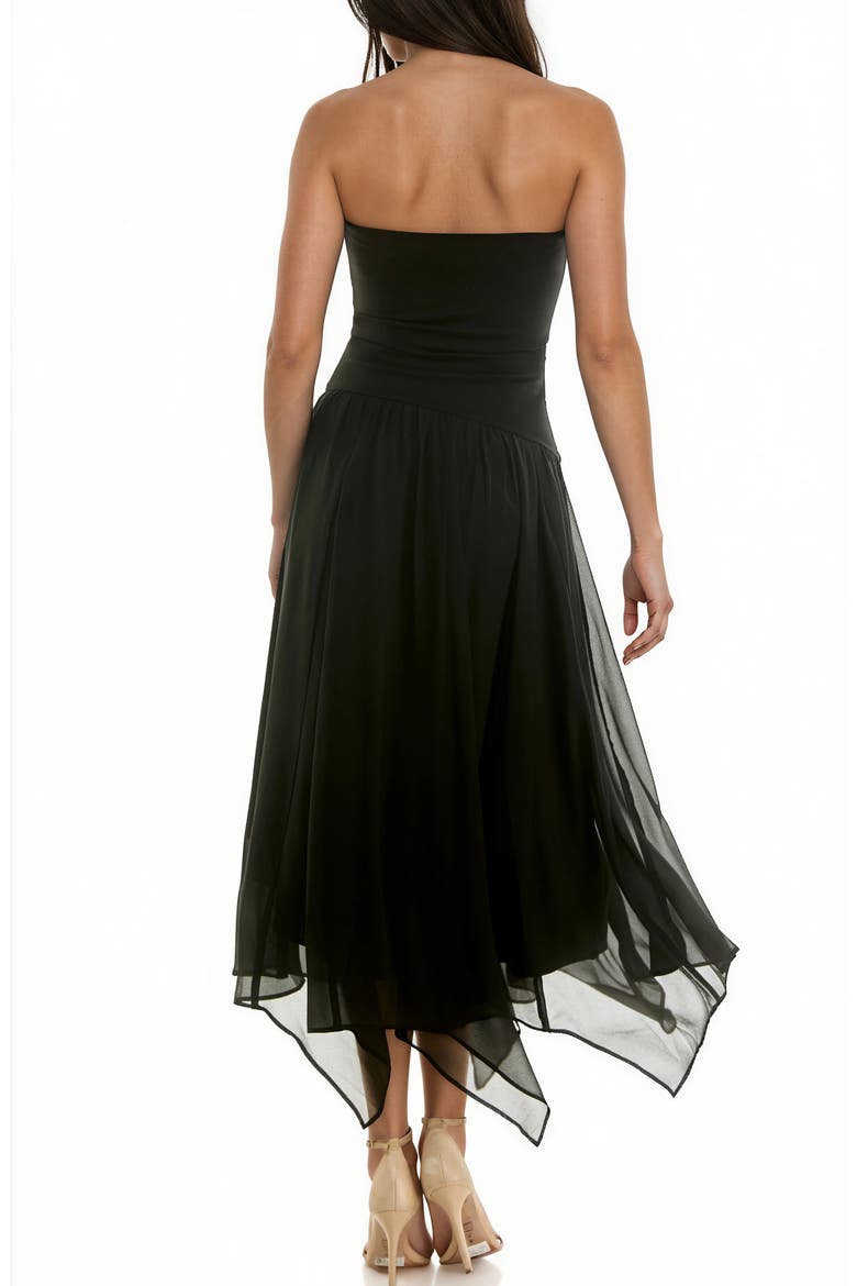 Mixed Media Strapless Gown, Alternate, color, BLACK