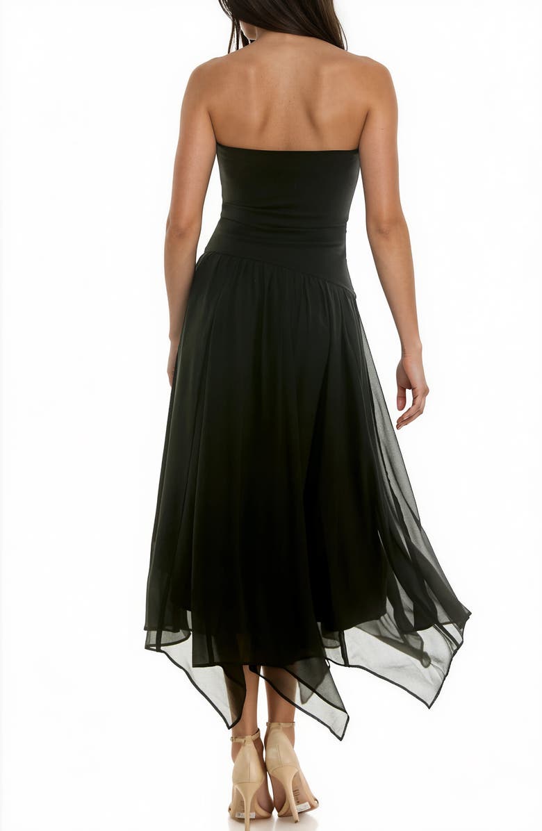 Socialite Mixed Media Strapless Gown, Alternate, color, Black