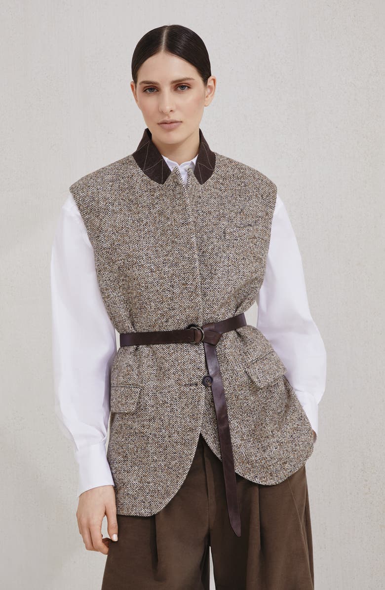 Brunello Cucinelli Flecked chevron vest, Alternate, color, Rope