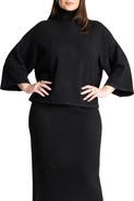 ELOQUII Boxy Three Quarter Sleeve Turtleneck