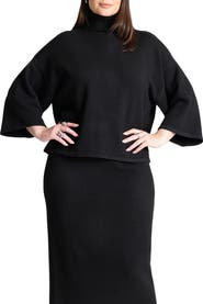 ELOQUII Boxy Three Quarter Sleeve Turtleneck
