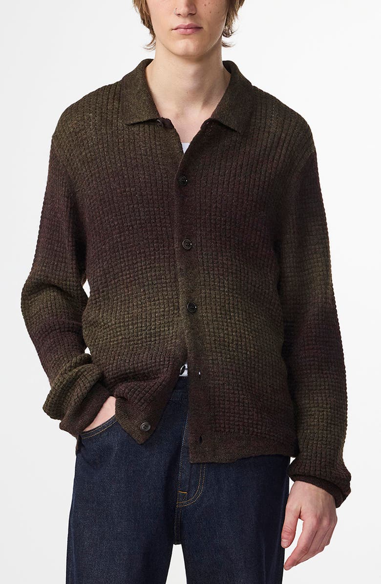 NN07 Thor Gradient Bubble Stitch Cardigan, Alternate, color, Dark Army