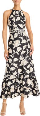 High Neck Ruffle Maxi Dress