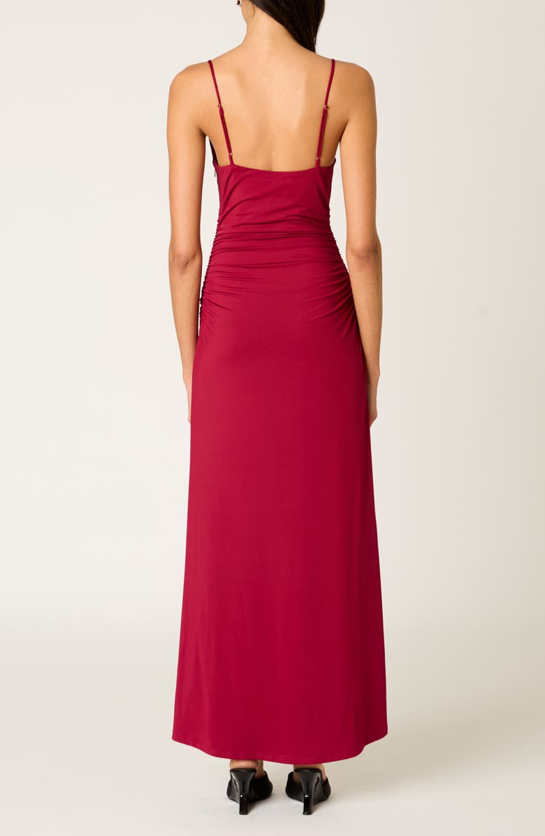 Nia Ina Shirred Cowl Neck Slipdress, Alternate, color, Cranberry