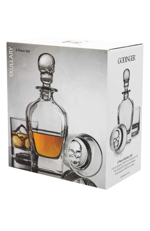 Godinger 3-piece Skull Decanter Set In Transparent