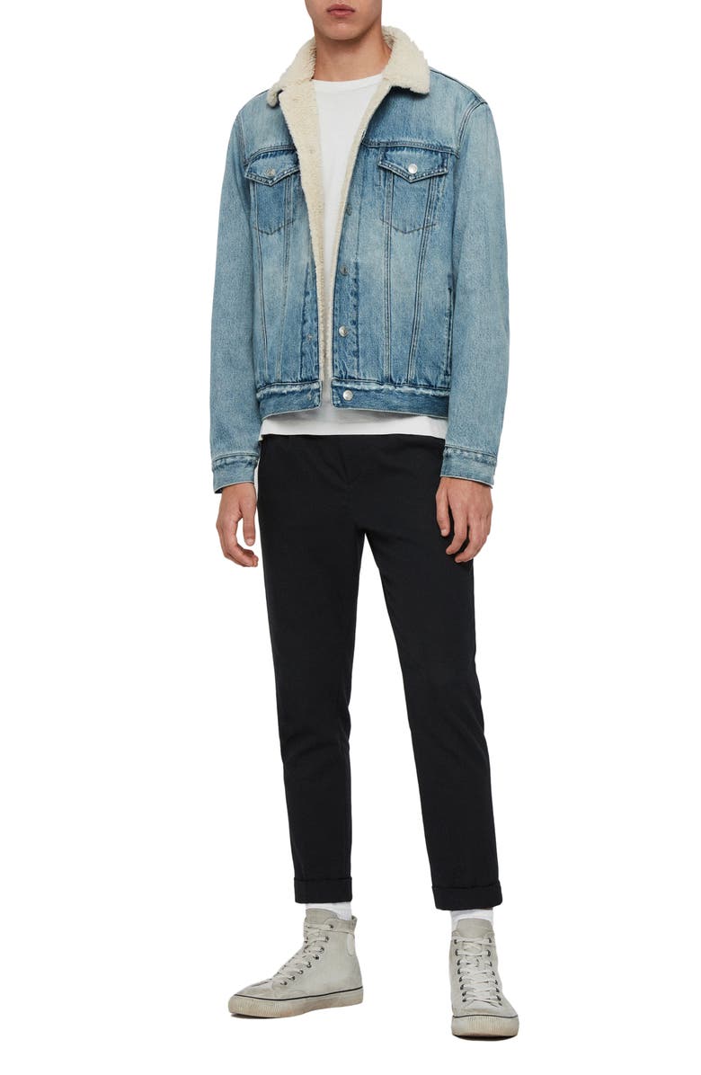 AllSaints Ilkley Fleece Lined Denim Jacket, Alternate, color, 