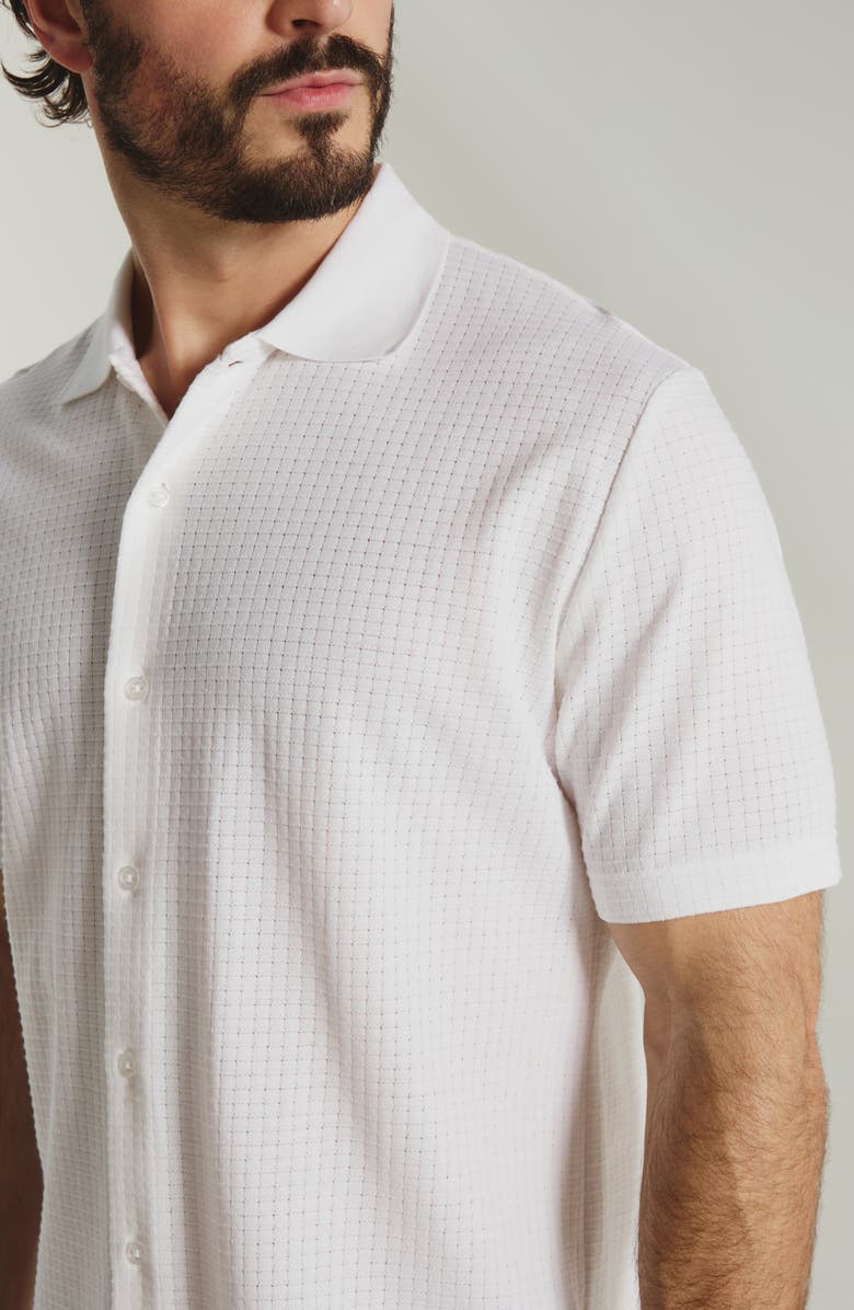 7 Diamonds Landry Waffle Knit Short Sleeve Button-Up Shirt, Alternate, color, White