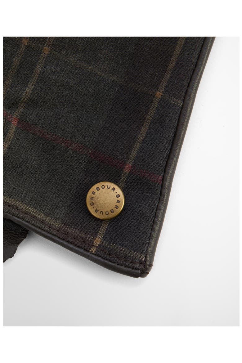 Scarlett Tartan & Leather Touchscreen Gloves, Alternate, color, CLASSIC/ BROWN