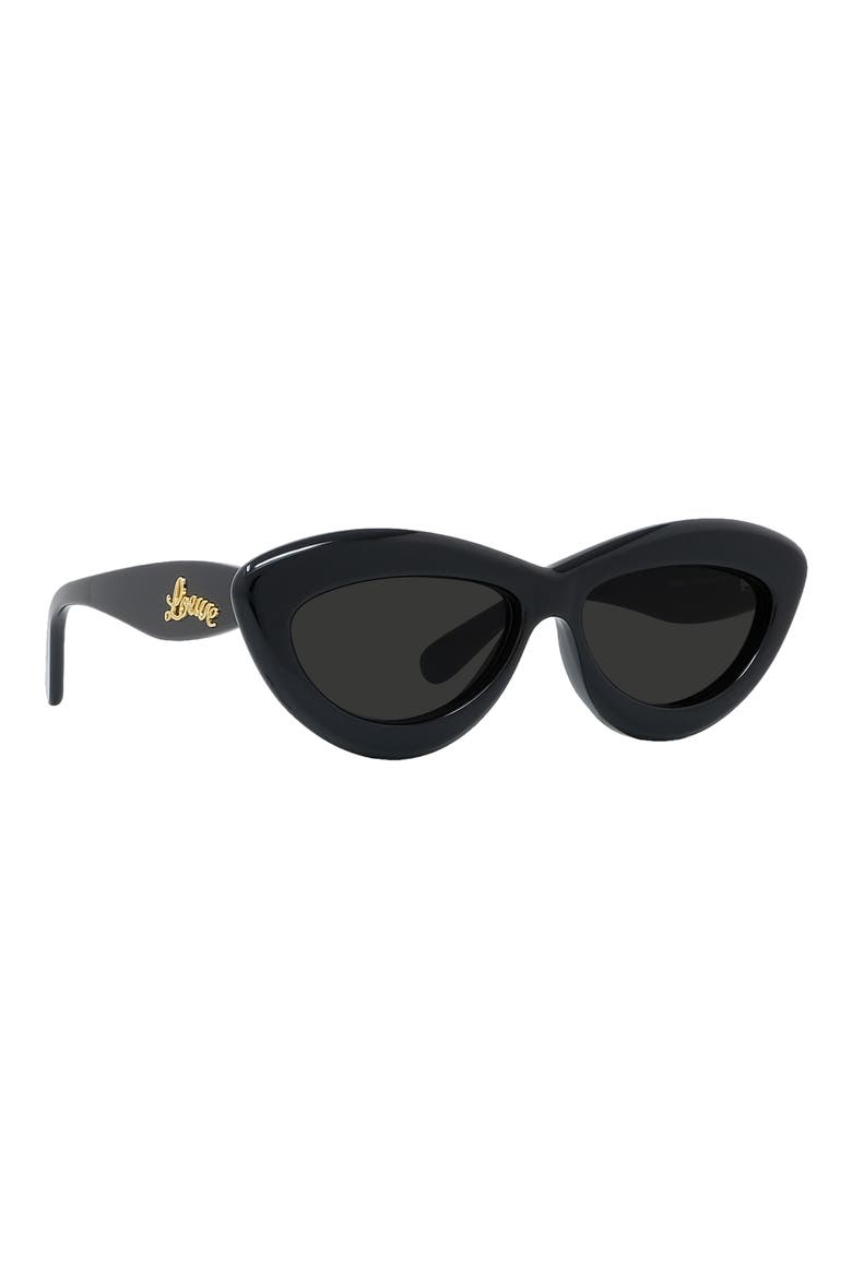 Curvy 54mm Cat Eye Sunglasses, Alternate, color, SHINY BLACK / SMOKE
