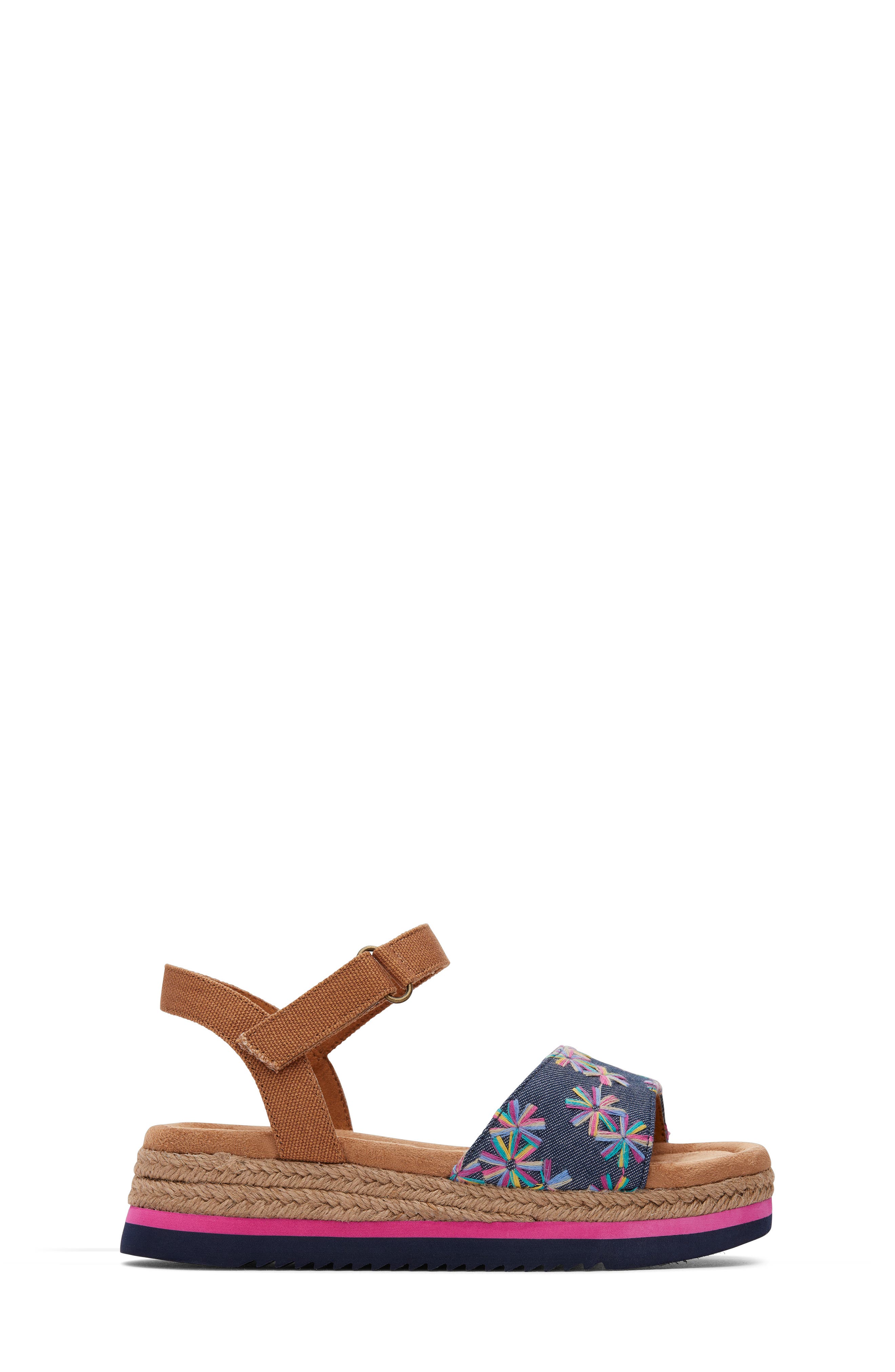 Kids' Diana Ankle Strap Espadrille Platform Wedge Sandal, Alternate, color, NAVY