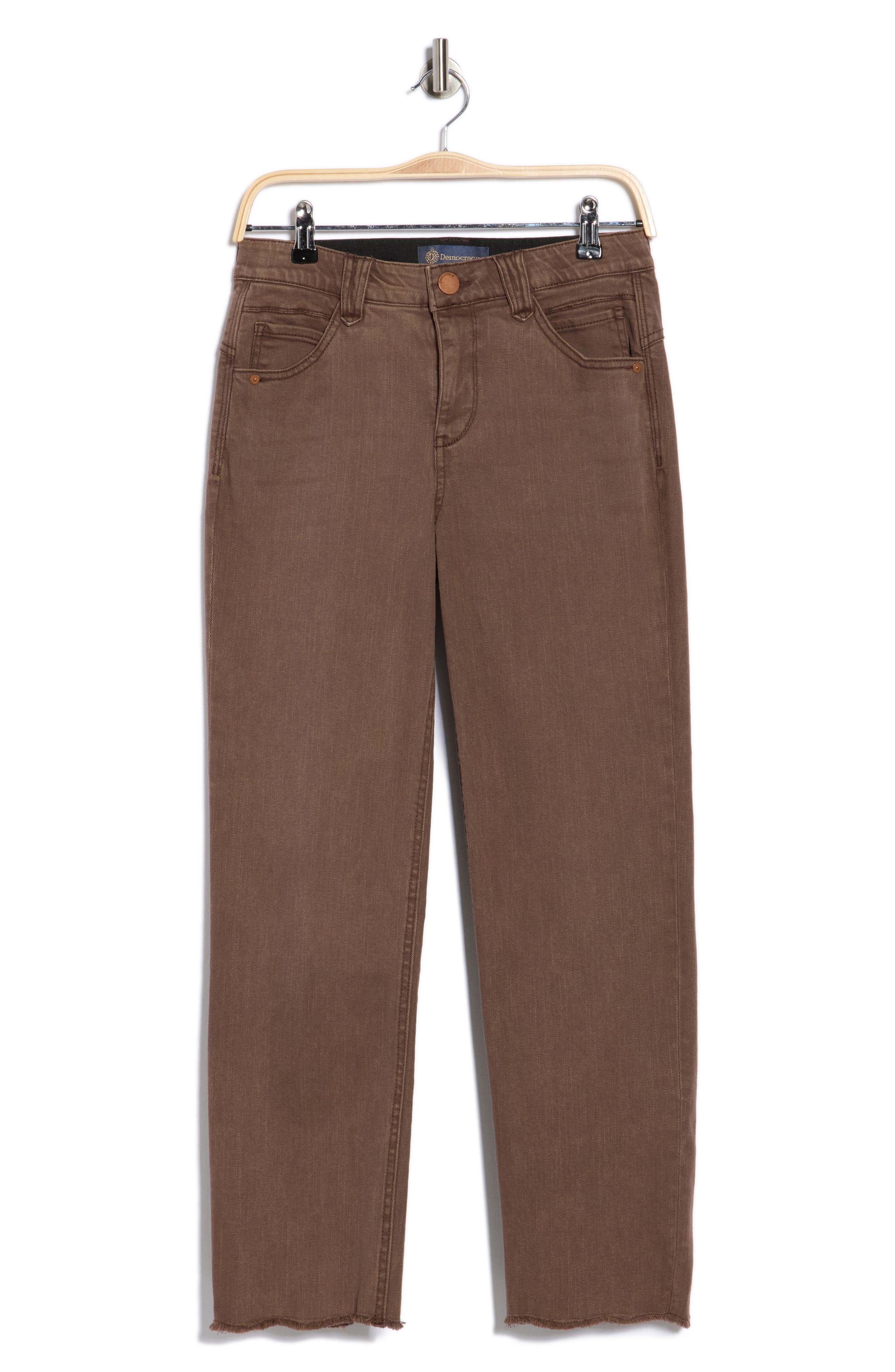 Democracy 'Ab'solution High Waist Fray Hem Straight Leg Jeans