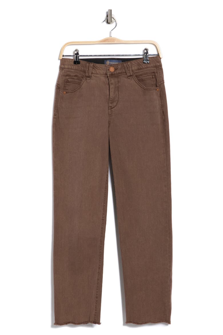 'Ab'solution High Waist Fray Hem Straight Leg Jeans, Alternate, color, WASHED MOCHA